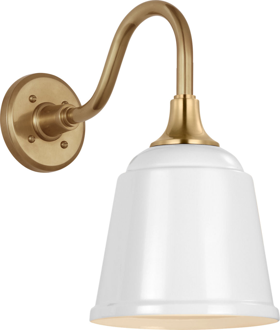 Academy 11" Flynn Barn Light | Hand-Rubbed Antique Brass | 8 | 8" White Rockhouse Shade