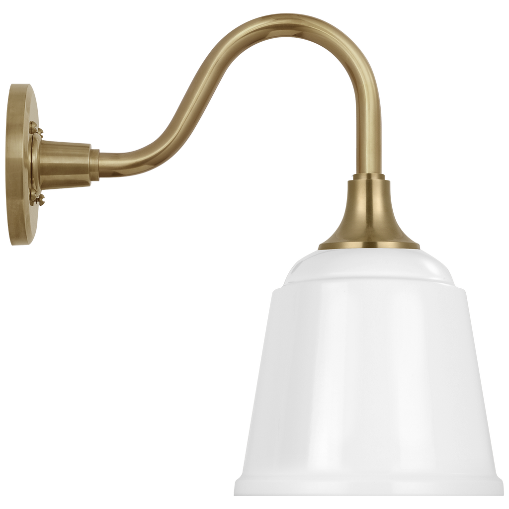 Academy 11" Flynn Barn Light | Hand-Rubbed Antique Brass | 8 | 8" White Rockhouse Shade