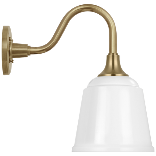 Academy 11" Flynn Barn Light | Hand-Rubbed Antique Brass | 8 | 8" White Rockhouse Shade