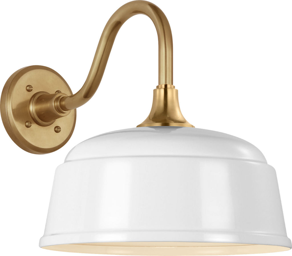 Academy 11" Flynn Barn Light | Hand-Rubbed Antique Brass | 12.5 | 12.5" White Rockhouse Shade