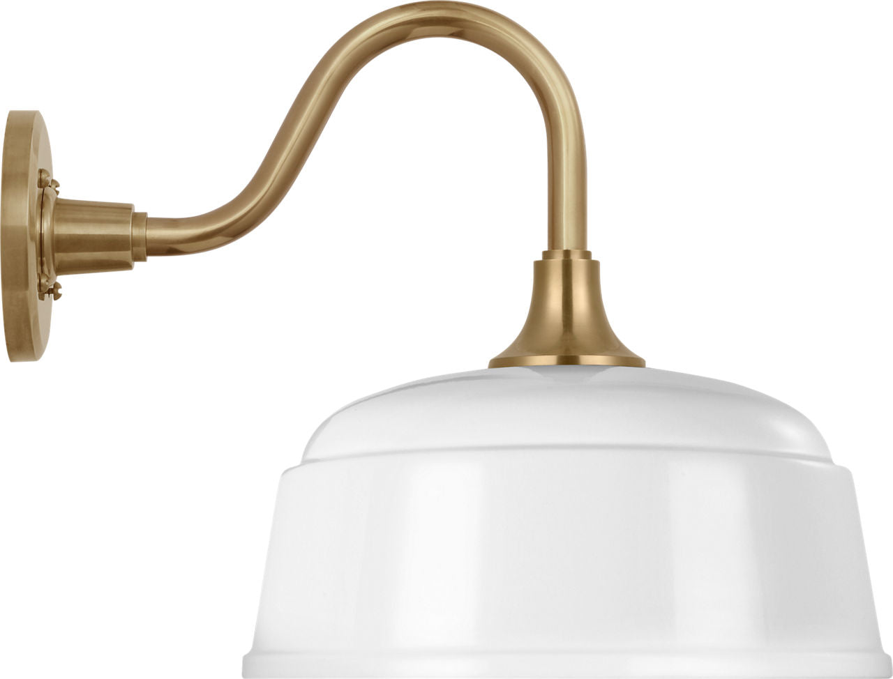 Academy 11" Flynn Barn Light | Hand-Rubbed Antique Brass | 12.5 | 12.5" White Rockhouse Shade