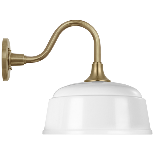 Academy 11" Flynn Barn Light | Hand-Rubbed Antique Brass | 12.5 | 12.5" White Rockhouse Shade