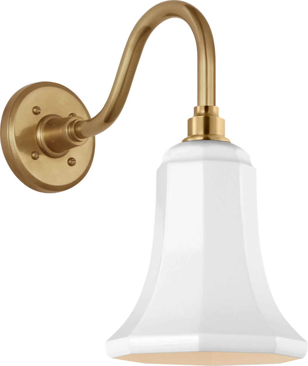Academy 11" Flynn Barn Light | Hand-Rubbed Antique Brass | 7.5 | 7.5" White Savannah Shade