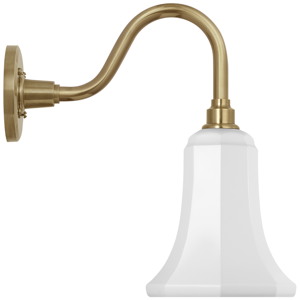 Academy 11" Flynn Barn Light | Hand-Rubbed Antique Brass | 7.5 | 7.5" White Savannah Shade