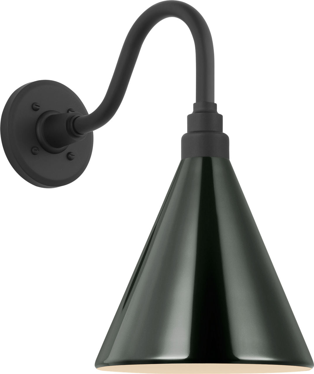 Academy 11" Flynn Barn Light | Matte Black | 9 | 9" Green Conical Savannah Shade