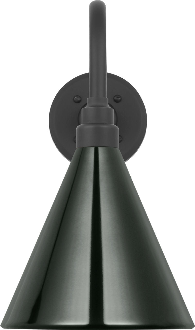 Academy 11" Flynn Barn Light | Matte Black | 9 | 9" Green Conical Savannah Shade