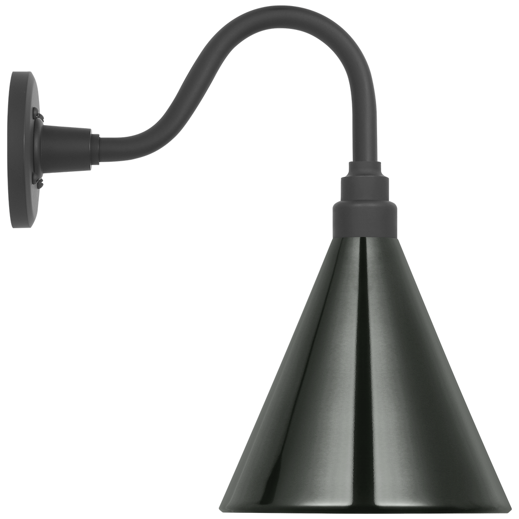 Academy 11" Flynn Barn Light | Matte Black | 9 | 9" Green Conical Savannah Shade