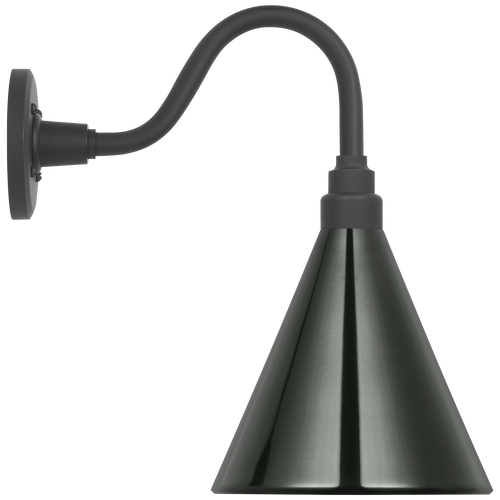 Academy 11" Flynn Barn Light | Matte Black | 9 | 9" Green Conical Savannah Shade