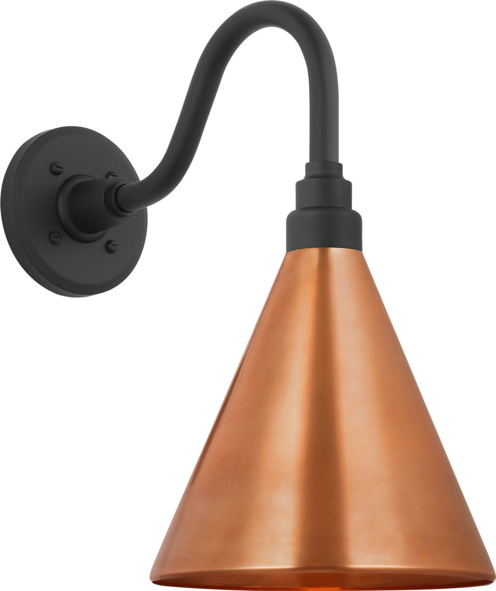 Academy 11" Flynn Barn Light | Matte Black | 9 | 9" Soft Copper Conical Savannah Shade