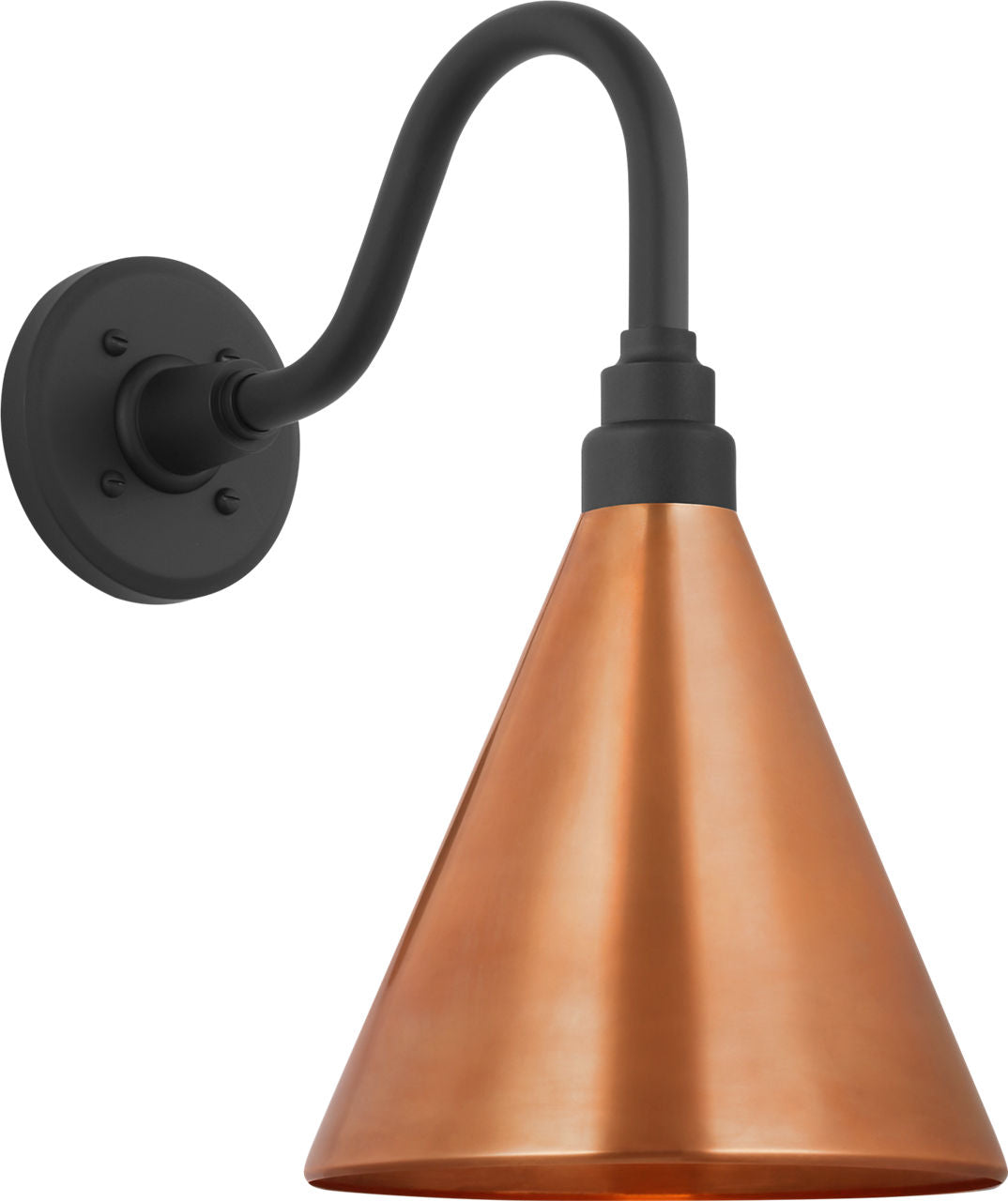 Academy 11" Flynn Barn Light | Matte Black | 9 | 9" Soft Copper Conical Savannah Shade