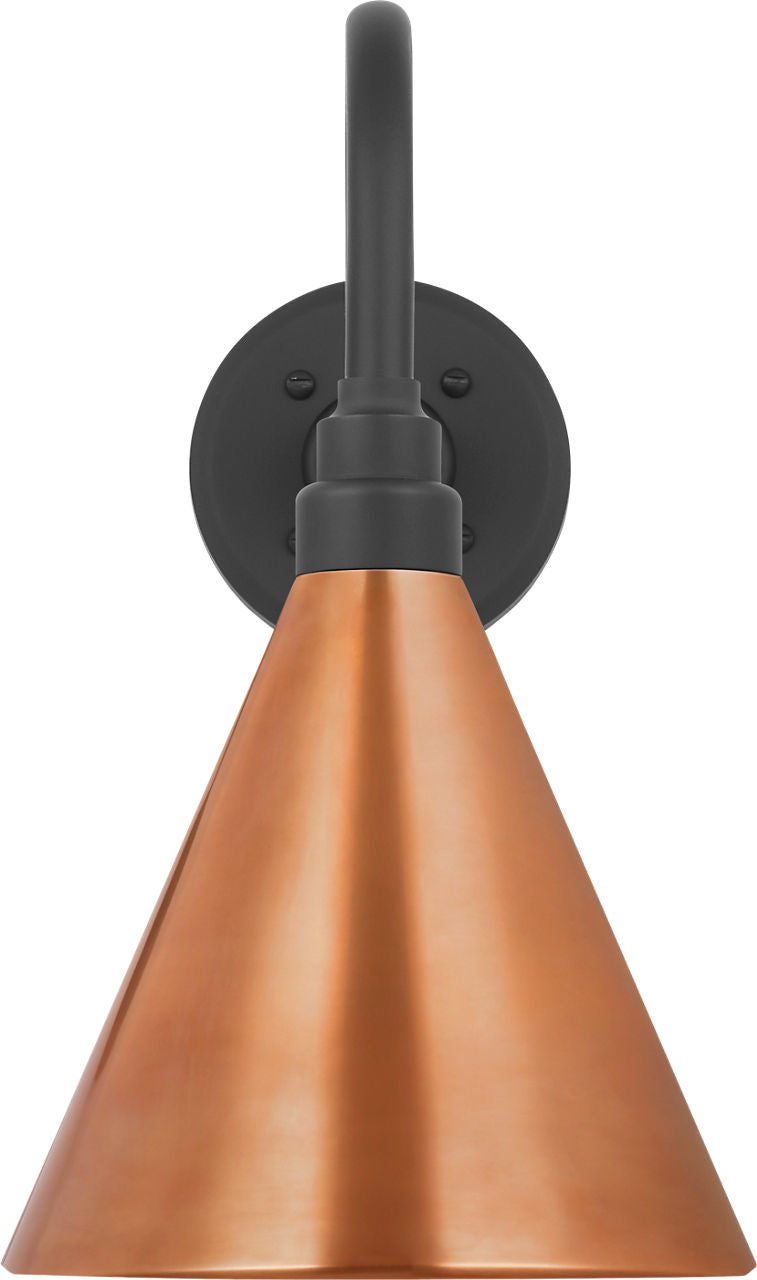 Academy 11" Flynn Barn Light | Matte Black | 9 | 9" Soft Copper Conical Savannah Shade