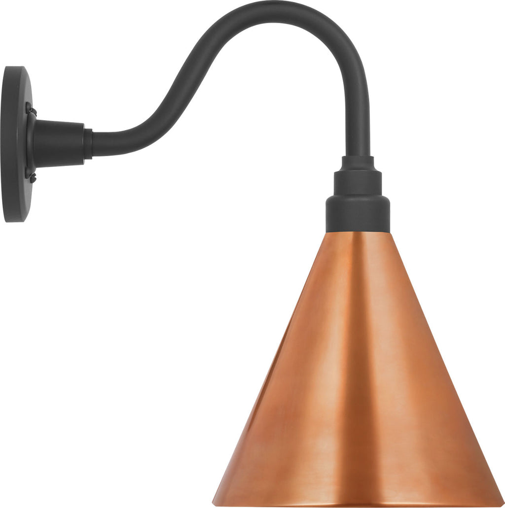 Academy 11" Flynn Barn Light | Matte Black | 9 | 9" Soft Copper Conical Savannah Shade