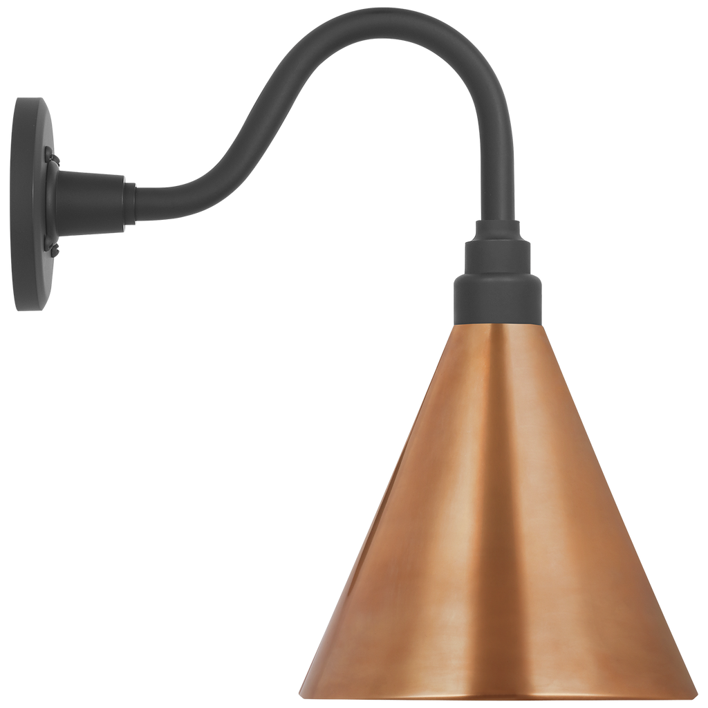 Academy 11" Flynn Barn Light | Matte Black | 9 | 9" Soft Copper Conical Savannah Shade