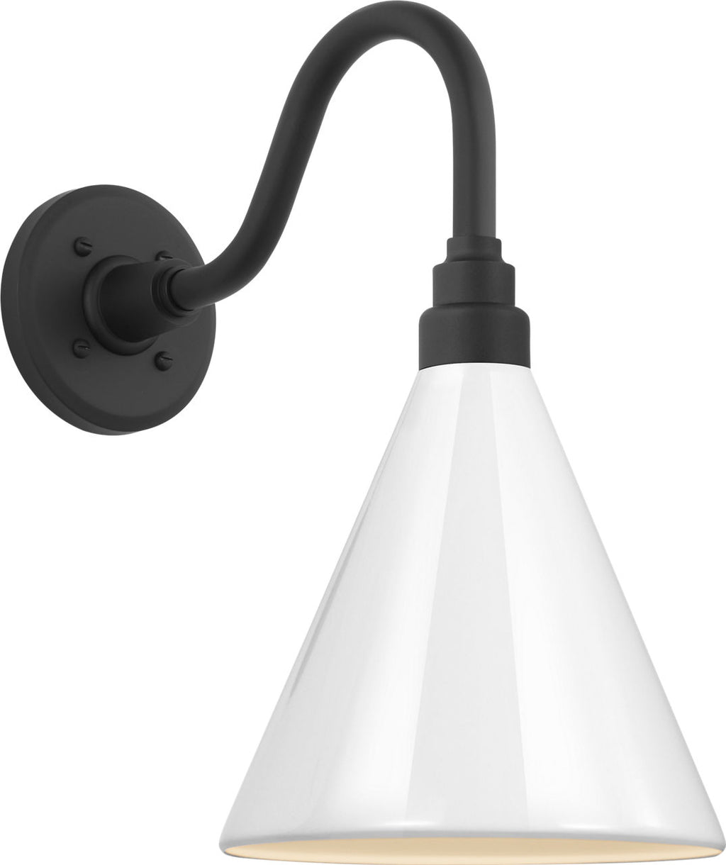 Academy 11" Flynn Barn Light | Matte Black | 9 | 9" White Conical Savannah Shade