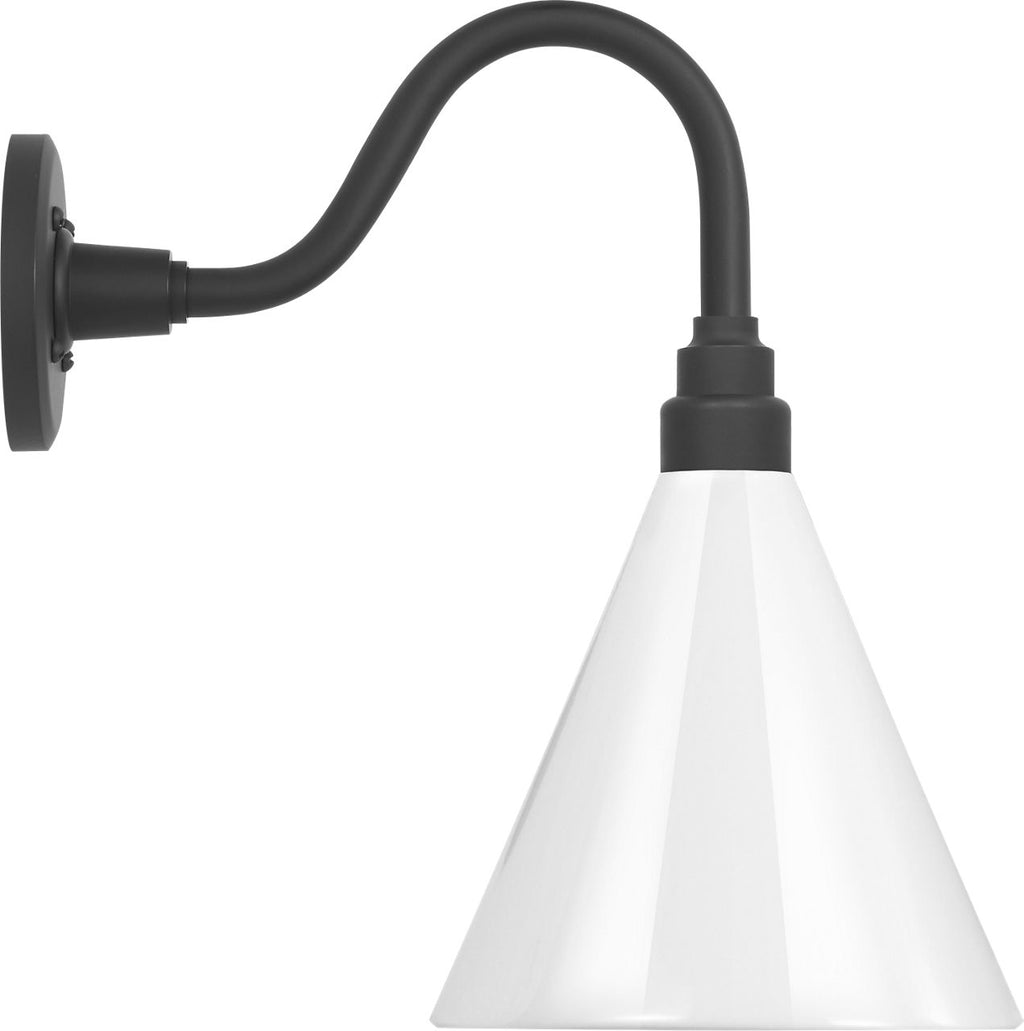 Academy 11" Flynn Barn Light | Matte Black | 9 | 9" White Conical Savannah Shade