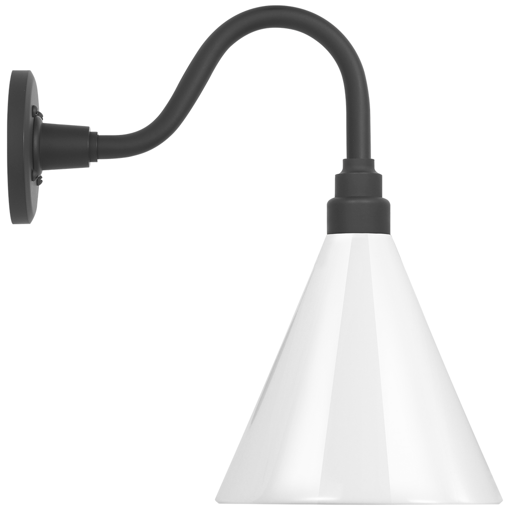 Academy 11" Flynn Barn Light | Matte Black | 9 | 9" White Conical Savannah Shade