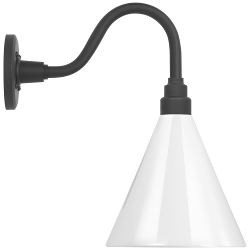 Academy 11" Flynn Barn Light | Matte Black | 9 | 9" White Conical Savannah Shade