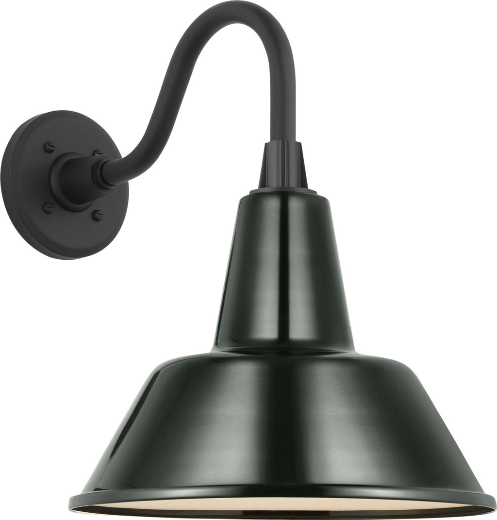 Academy 11" Flynn Barn Light | Matte Black | 12.5 | 12.5" Green Bowers Shade