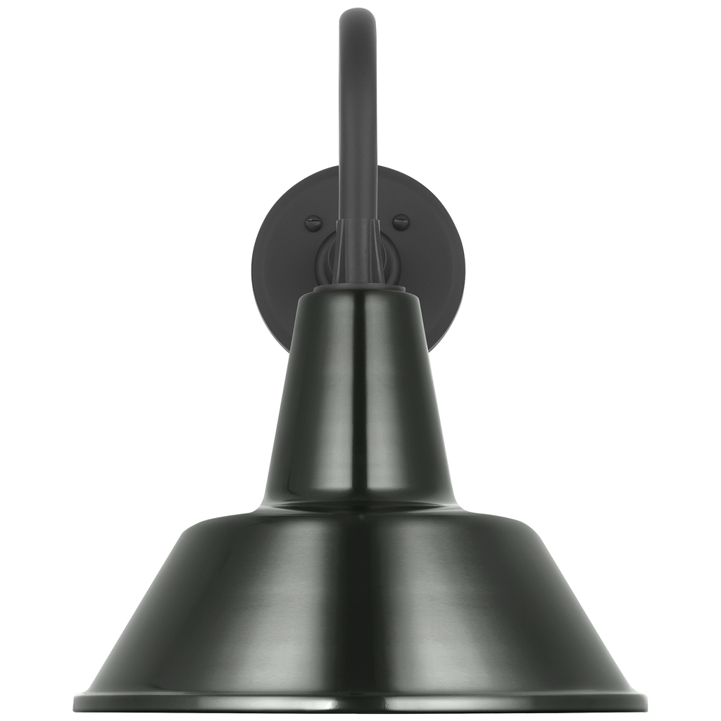 Academy 11" Flynn Barn Light | Matte Black | 12.5 | 12.5" Green Bowers Shade