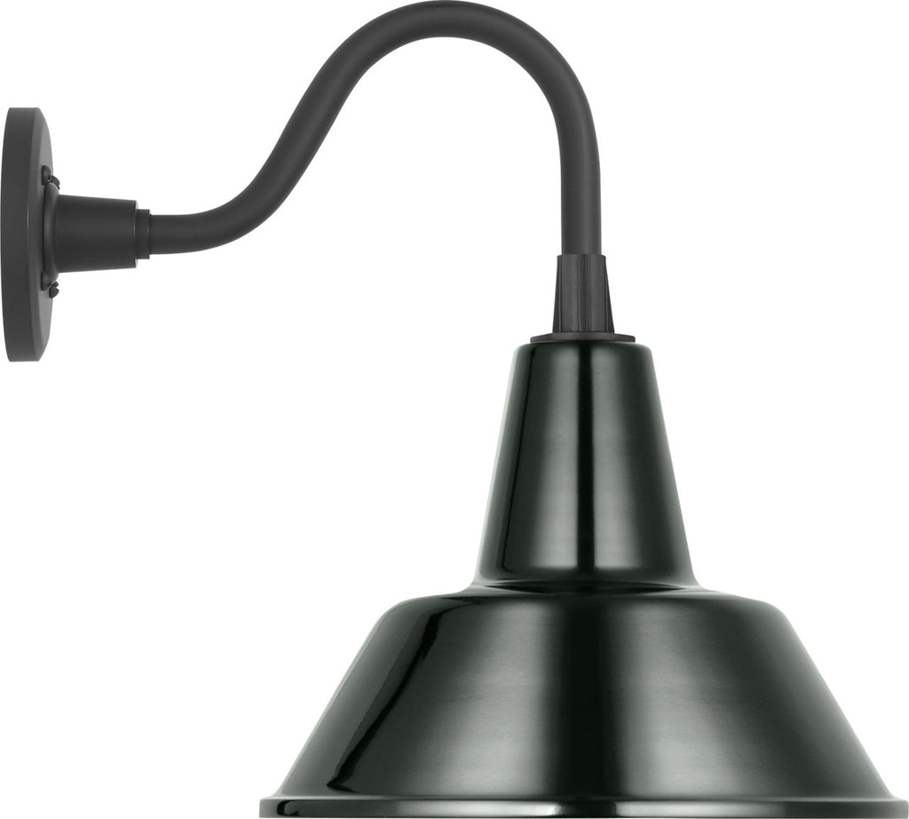 Academy 11" Flynn Barn Light | Matte Black | 12.5 | 12.5" Green Bowers Shade