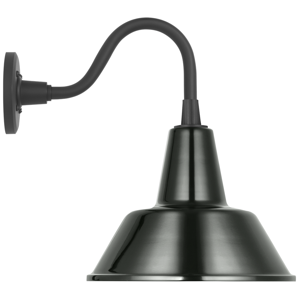 Academy 11" Flynn Barn Light | Matte Black | 12.5 | 12.5" Green Bowers Shade