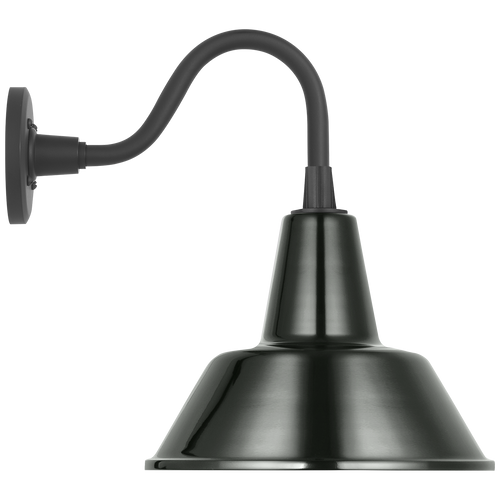 Academy 11" Flynn Barn Light | Matte Black | 12.5 | 12.5" Green Bowers Shade