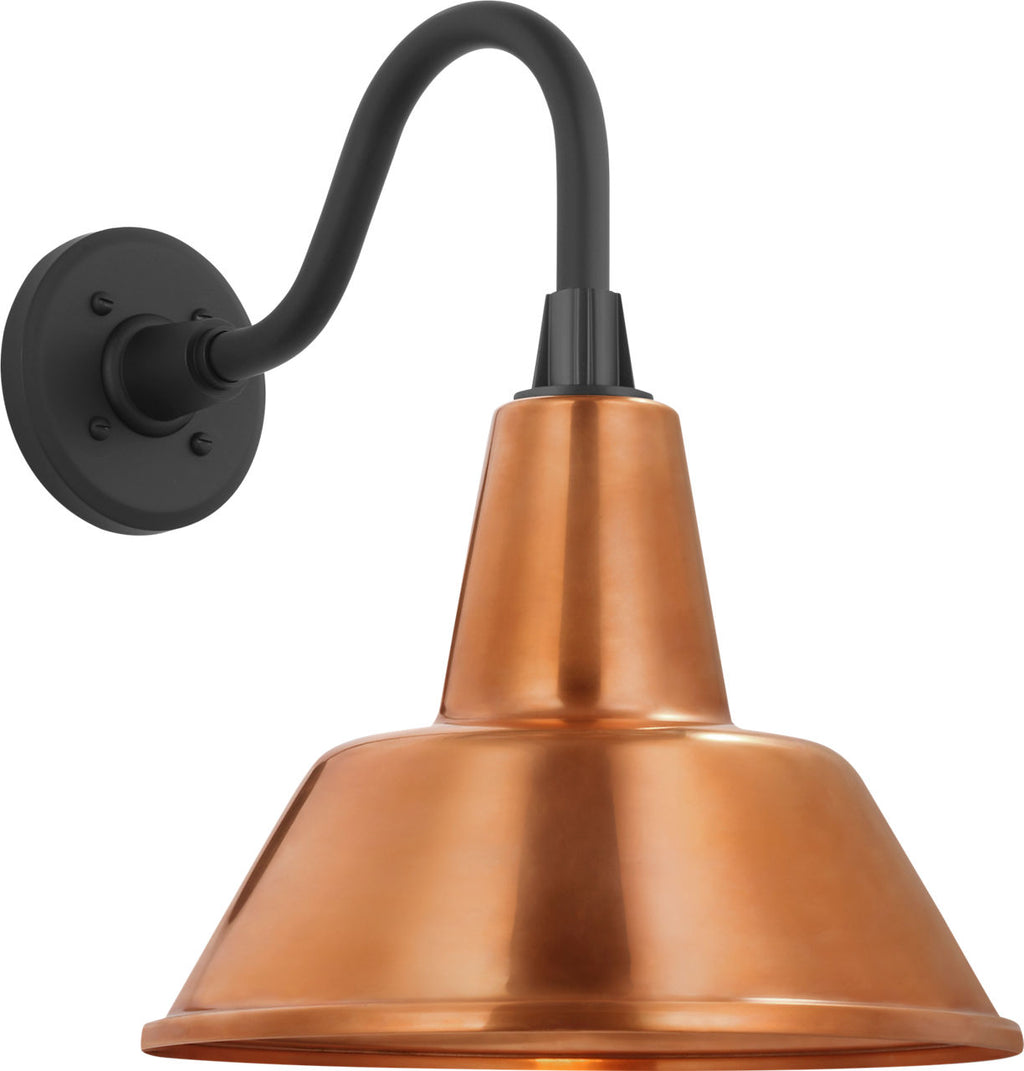 Academy 11" Flynn Barn Light | Matte Black | 12.5 | 12.5" Soft Copper Bowers Shade