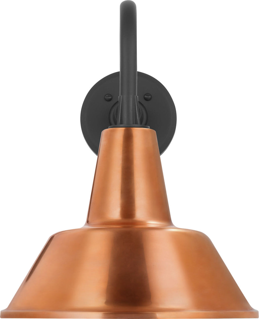 Academy 11" Flynn Barn Light | Matte Black | 12.5 | 12.5" Soft Copper Bowers Shade
