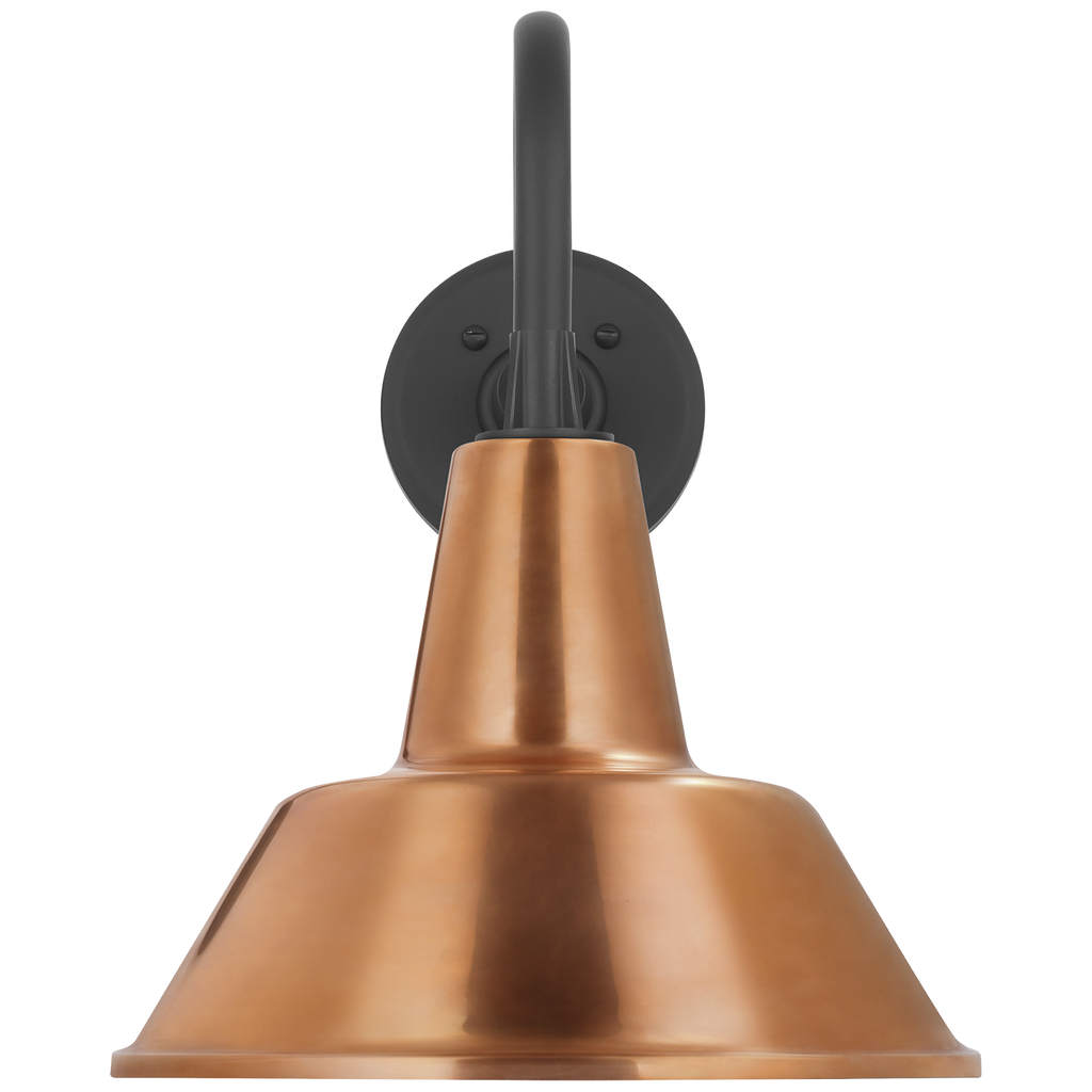 Academy 11" Flynn Barn Light | Matte Black | 12.5 | 12.5" Soft Copper Bowers Shade