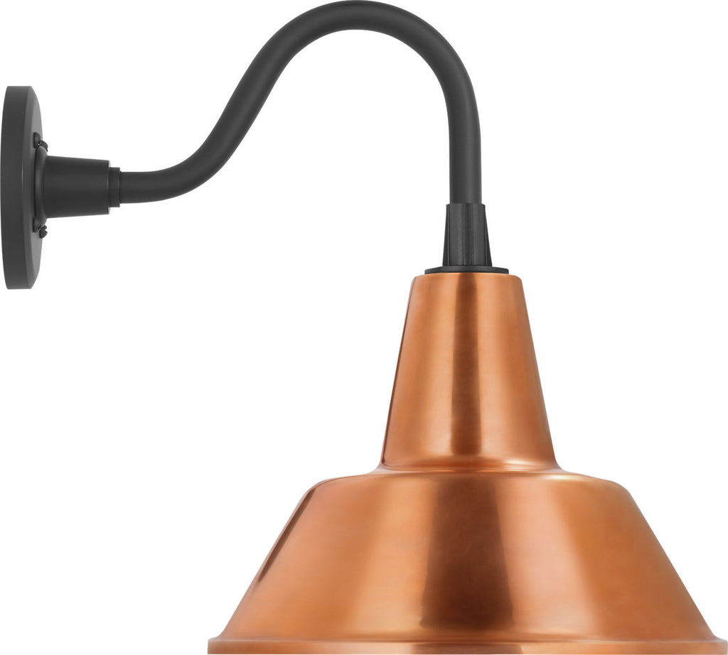 Academy 11" Flynn Barn Light | Matte Black | 12.5 | 12.5" Soft Copper Bowers Shade