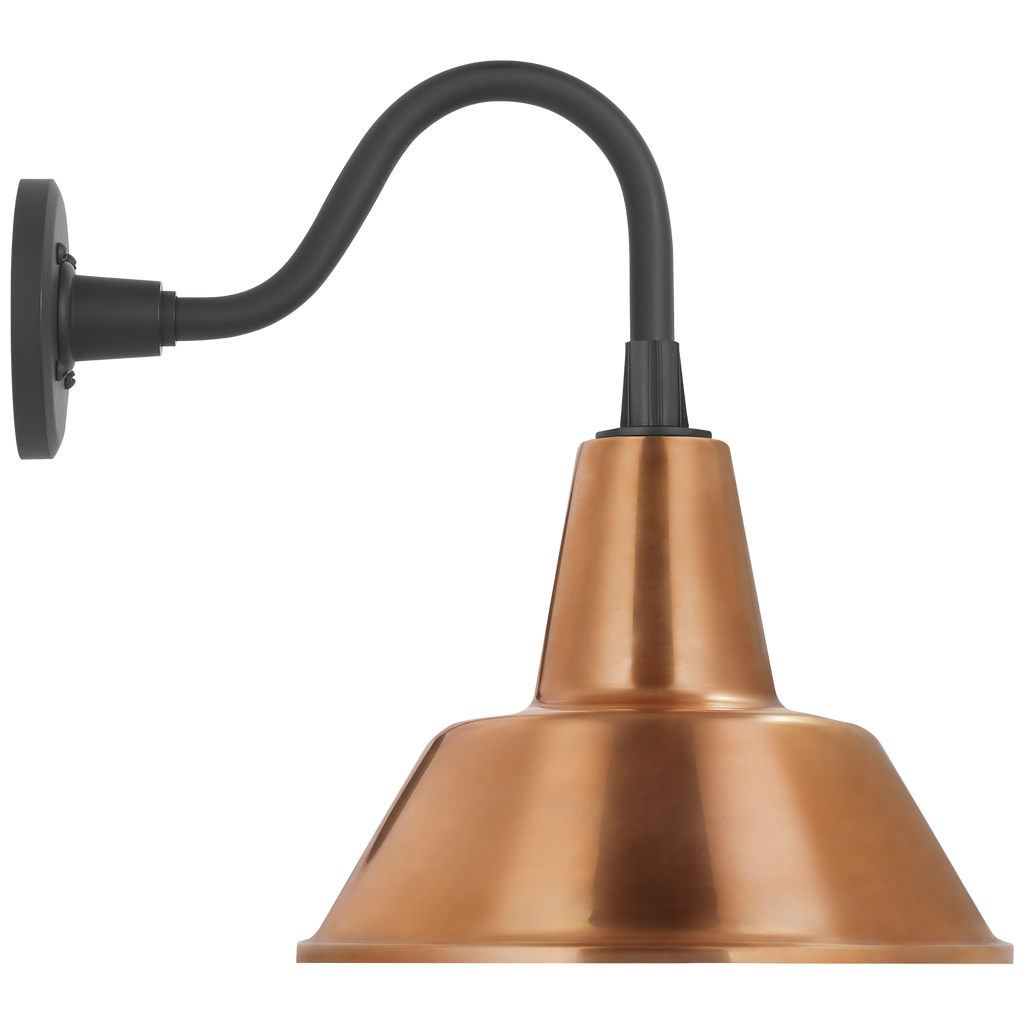 Academy 11" Flynn Barn Light | Matte Black | 12.5 | 12.5" Soft Copper Bowers Shade