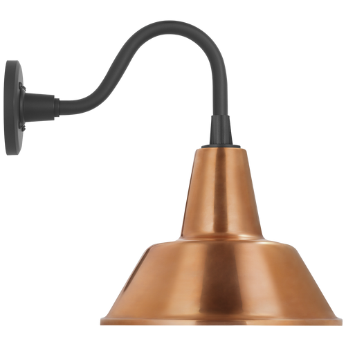 Academy 11" Flynn Barn Light | Matte Black | 12.5 | 12.5" Soft Copper Bowers Shade