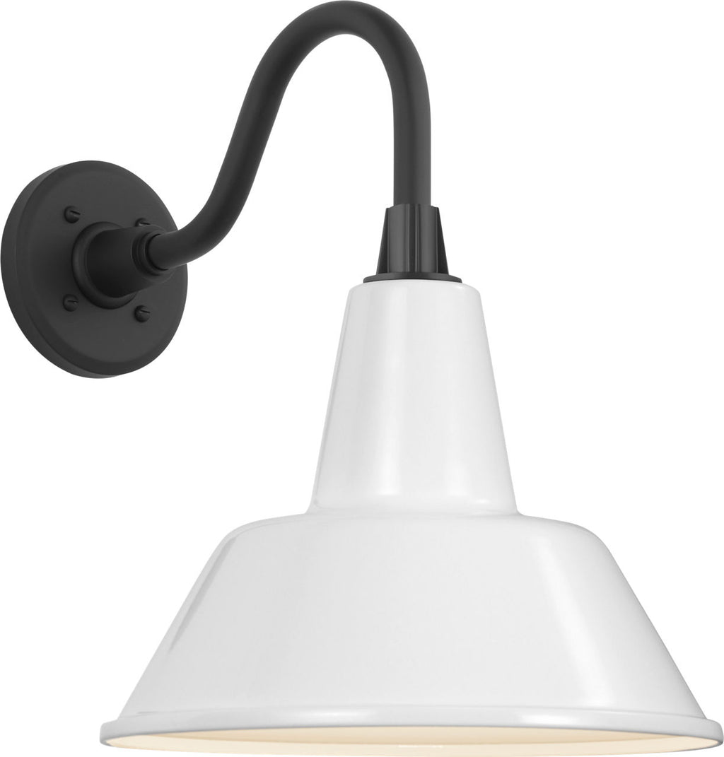 Academy 11" Flynn Barn Light | Matte Black | 12.5 | 12.5" White Bowers Shade