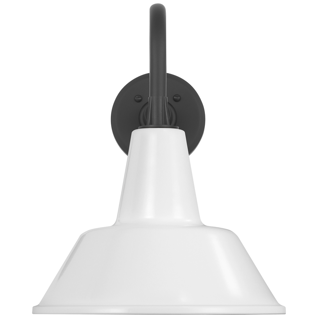 Academy 11" Flynn Barn Light | Matte Black | 12.5 | 12.5" White Bowers Shade