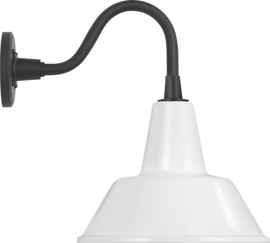 Academy 11" Flynn Barn Light | Matte Black | 12.5 | 12.5" White Bowers Shade