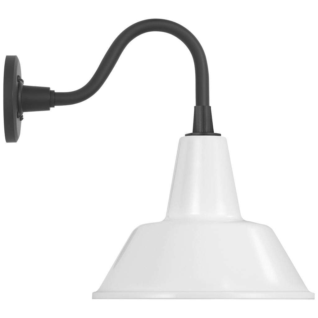 Academy 11" Flynn Barn Light | Matte Black | 12.5 | 12.5" White Bowers Shade