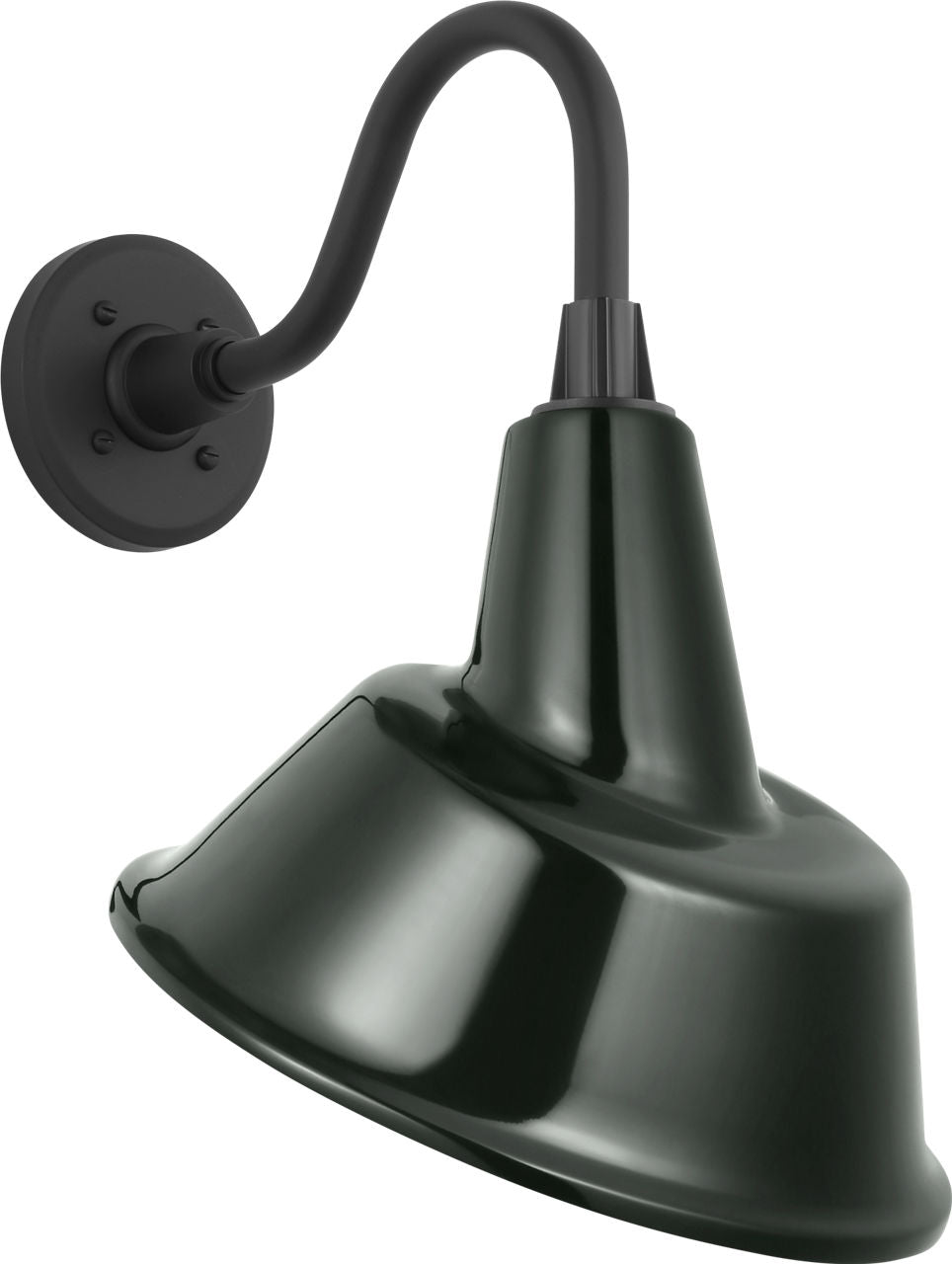 Academy 11" Flynn Barn Light | Matte Black | 12.5 | 12.5" Green Tilted Bowers Shade