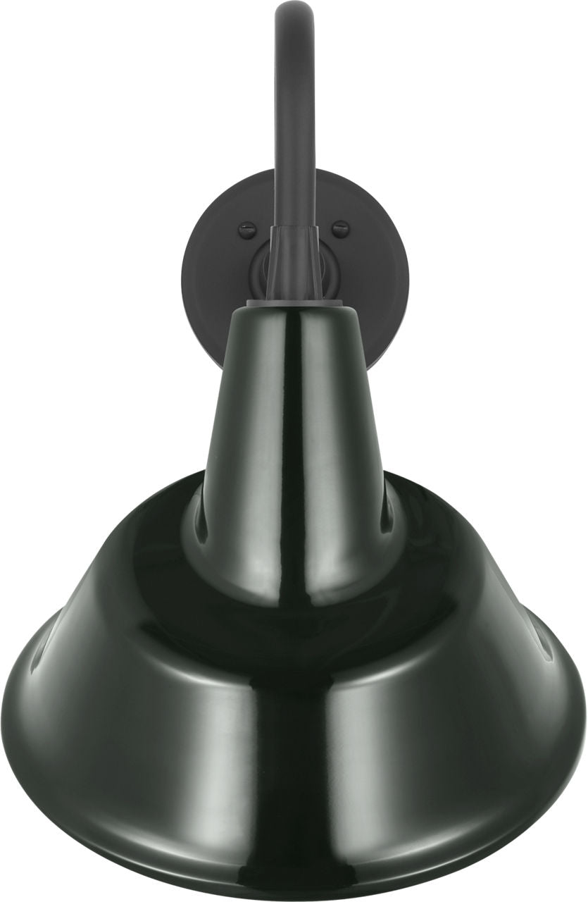 Academy 11" Flynn Barn Light | Matte Black | 12.5 | 12.5" Green Tilted Bowers Shade