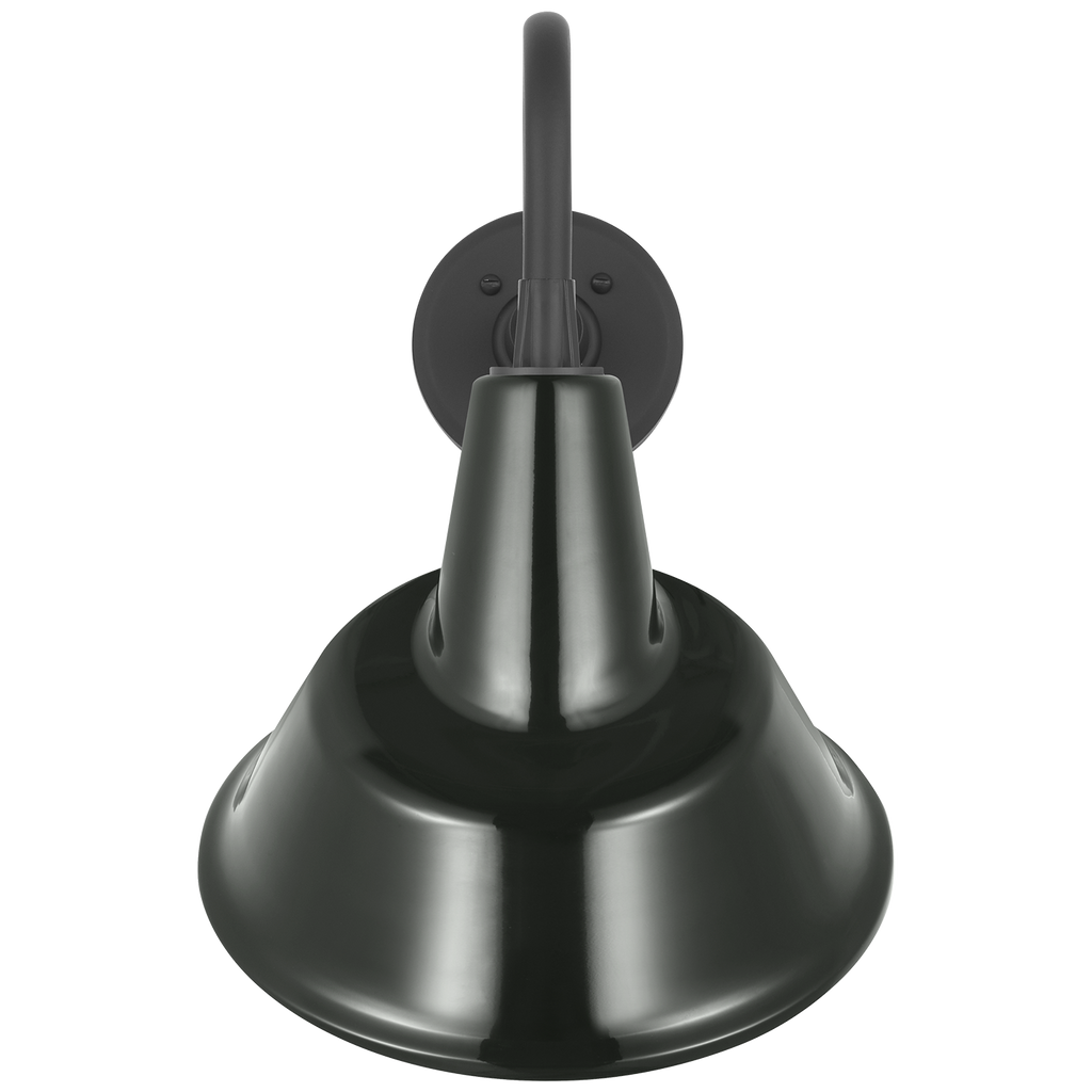 Academy 11" Flynn Barn Light | Matte Black | 12.5 | 12.5" Green Tilted Bowers Shade