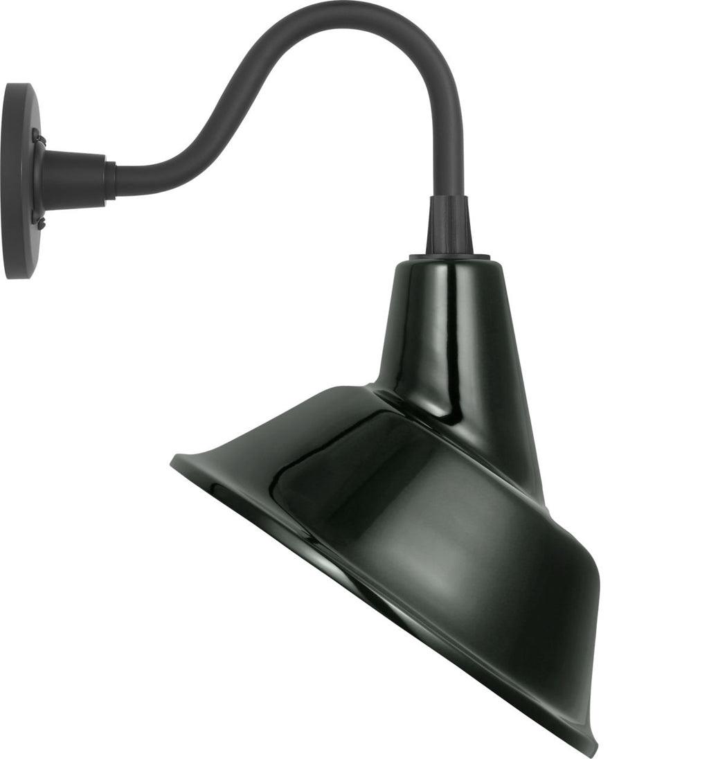 Academy 11" Flynn Barn Light | Matte Black | 12.5 | 12.5" Green Tilted Bowers Shade