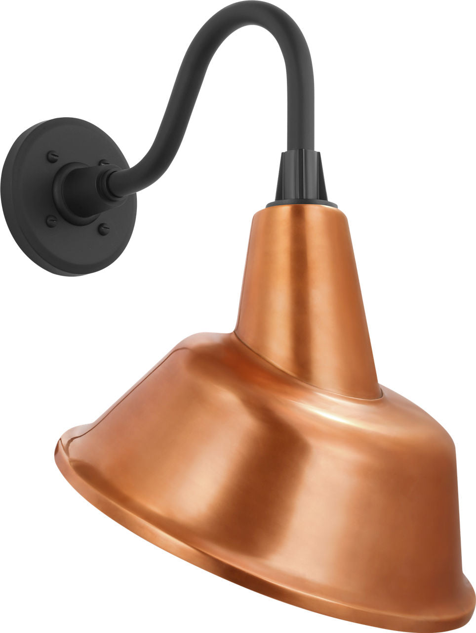 Academy 11" Flynn Barn Light | Matte Black | 12.5 | 12.5" Soft Copper Tilted Bowers Shade