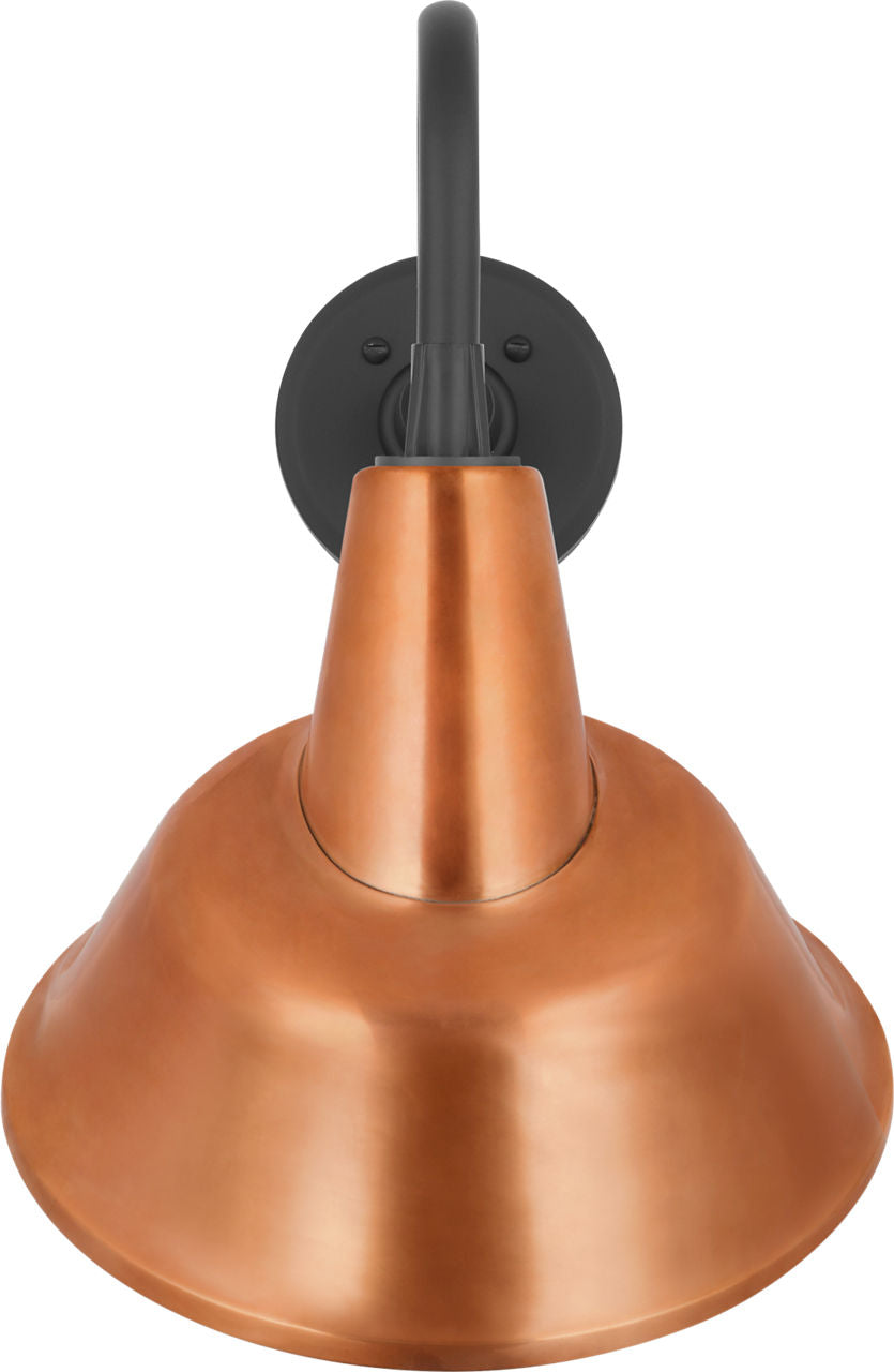Academy 11" Flynn Barn Light | Matte Black | 12.5 | 12.5" Soft Copper Tilted Bowers Shade