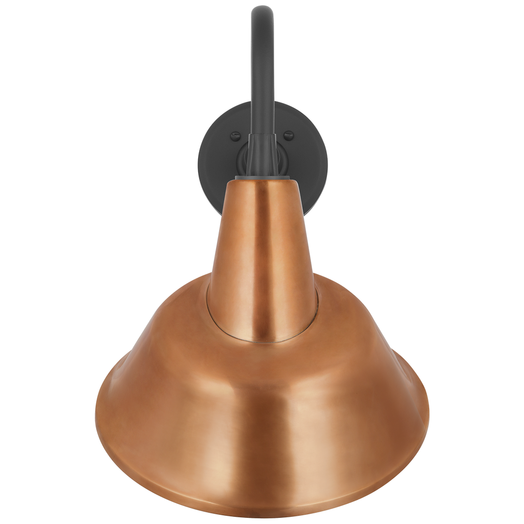 Academy 11" Flynn Barn Light | Matte Black | 12.5 | 12.5" Soft Copper Tilted Bowers Shade