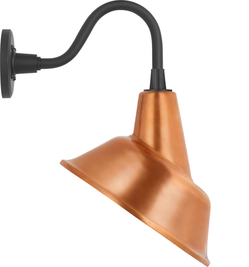 Academy 11" Flynn Barn Light | Matte Black | 12.5 | 12.5" Soft Copper Tilted Bowers Shade