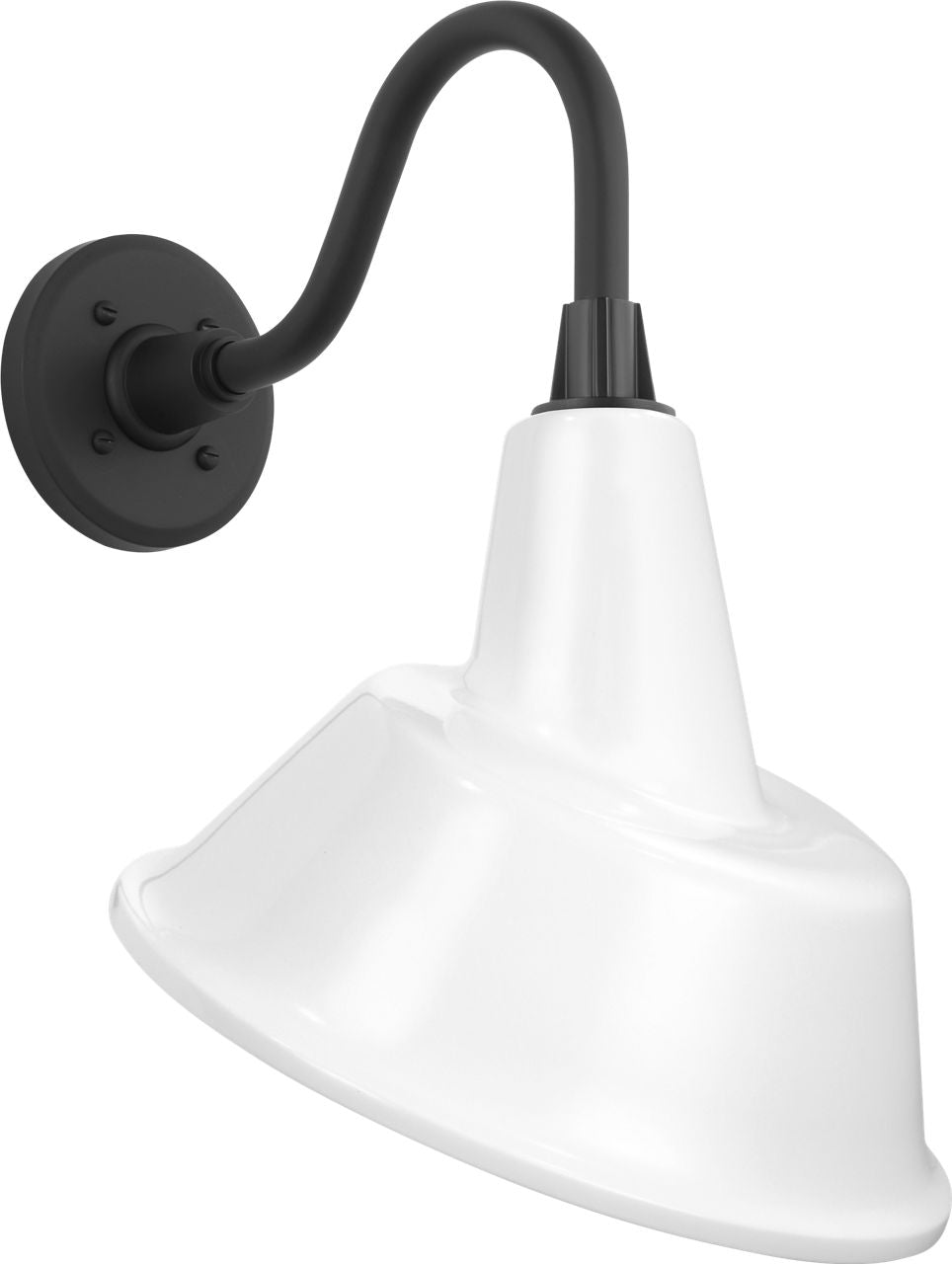 Academy 11" Flynn Barn Light | Matte Black | 12.5 | 12.5" White Tilted Bowers Shade