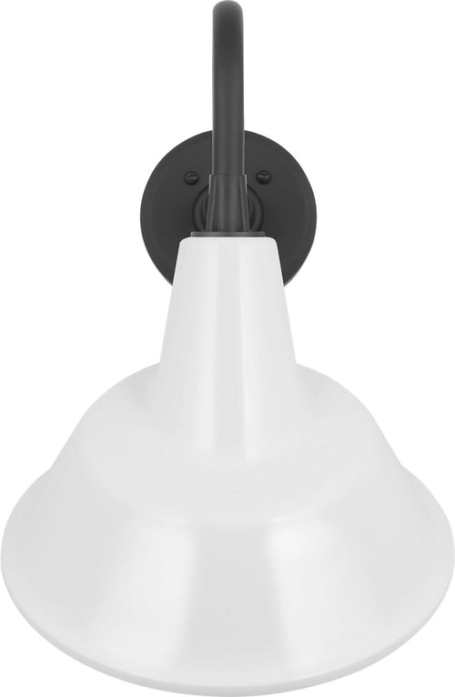 Academy 11" Flynn Barn Light | Matte Black | 12.5 | 12.5" White Tilted Bowers Shade