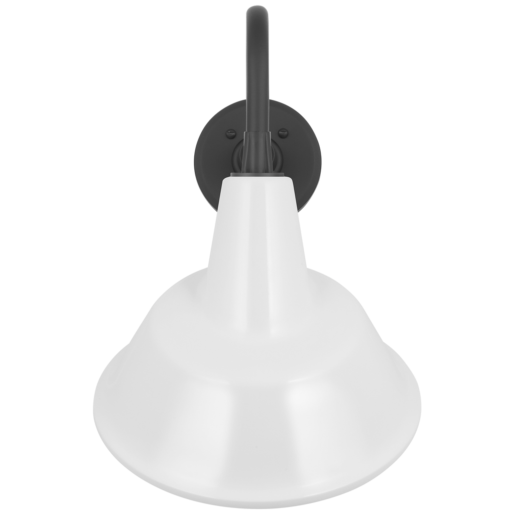Academy 11" Flynn Barn Light | Matte Black | 12.5 | 12.5" White Tilted Bowers Shade