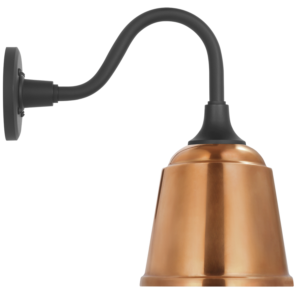 Academy 11" Flynn Barn Light | Matte Black | 8 | 8" Soft Copper Rockhouse Shade