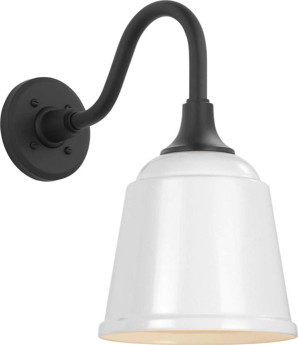 Academy 11" Flynn Barn Light | Matte Black | 8 | 8" White Rockhouse Shade