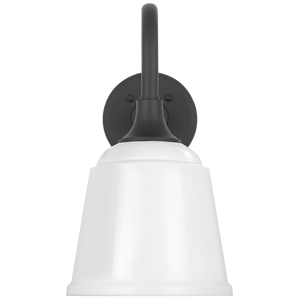 Academy 11" Flynn Barn Light | Matte Black | 8 | 8" White Rockhouse Shade